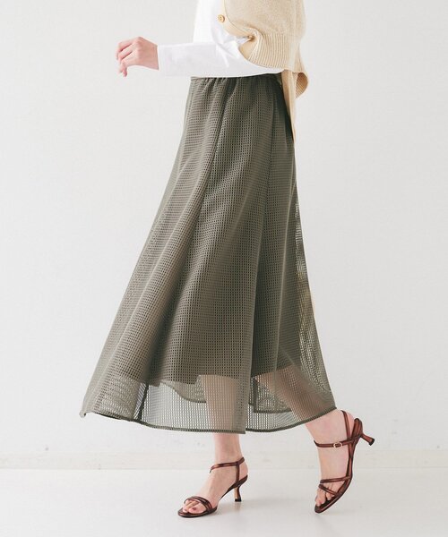 【UNTITLED】新品　メッシュフレアスカート UNTITLED スカート 「手洗い可/トレンド」メッシュフレア