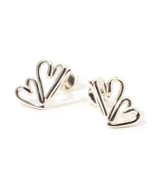 BAR JEWELLERY ピアス Jewellery TWO HEARTS シルバーピアス 