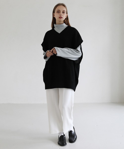 「LILL」 Vネックニット X-LARGE ブラック メンズ_画像5