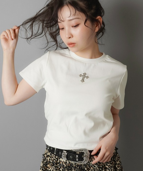 tシャツ スピンロゴ S/S Ｔシャツ レディース SPINNS tシャツ 半袖ピタTシャツ/メタルクロス レディース