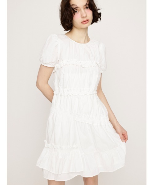 ワンピース Frill mini dress (Ivory) ワンピース Frill mini dress (Ivory) Suzi wears]Frill mini dress