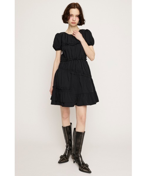 heart shape ノースリーブミニワンピース ブラック フリル付き SLY ワンピース FRILL 2WAY MINI OP フリル 2ウェイ ミニ