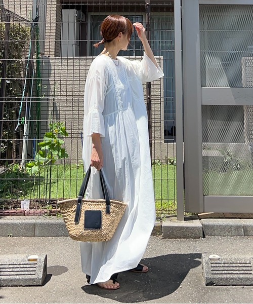 ワンピース 「 notch. by KR 」インド綿　シアー/レース切替ルーズボイルワンピースの画像