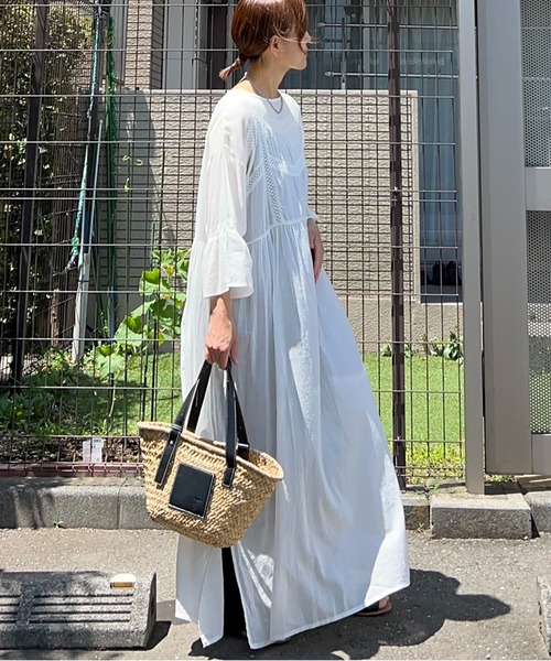 ワンピース 「 notch. by KR 」インド綿　シアー/レース切替ルーズボイルワンピースの画像