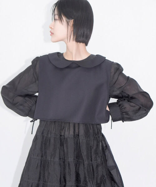 ベスト ジレ eunoia | ラウンドカラー クロップドベスト WOMEN レディース
