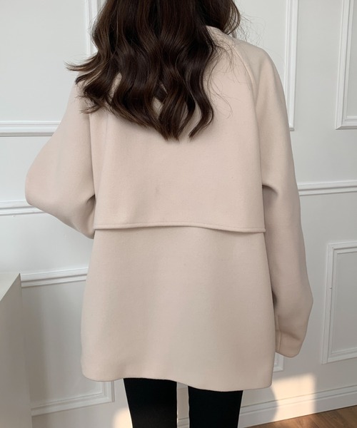 「ECLIN」 ノーカラージャケット FREE カーキ レディース_画像7