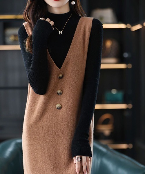 「deux amour」 ニットワンピース FREE ブラウン レディース_画像5