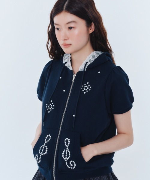 ネイビー フード付き パーカー　【日本限定】 パフスリーブパーカー　FCMM FCMM パーカー 「日本限定」PUFF SLEEVES PARKER / パフスリーブ
