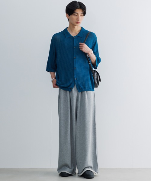 SINSS ハーフスリーブメッシュニットシャツ セール】Half sleeve mesh knit shirt / ハーフスリーブメッシュ