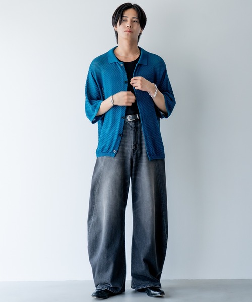SINSS ハーフスリーブメッシュニットシャツ SINSS シャツ Half sleeve mesh knit shirt / ハーフスリーブ