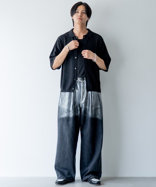 SINSS ハーフスリーブメッシュニットシャツ SINSS シャツ Half sleeve mesh knit shirt / ハーフスリーブ