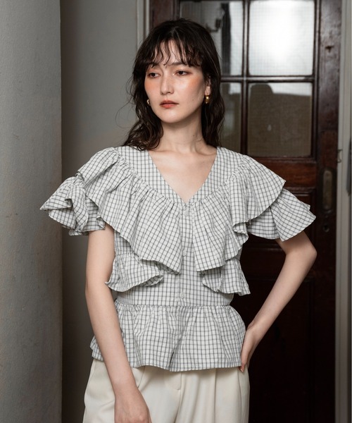 lawgy ブラウス シャツ 2way frill french sleeve blouse / 2way
