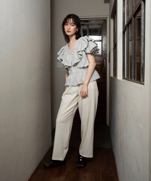 lawgy ブラウス シャツ 2way frill french sleeve blouse / 2way
