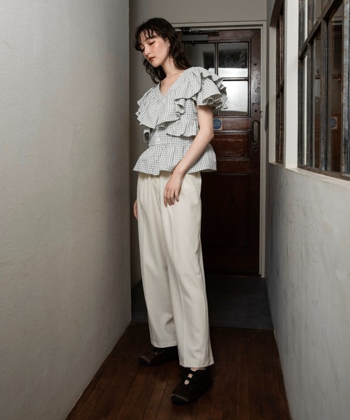 lawgy ブラウス シャツ 2way frill french sleeve blouse / 2way