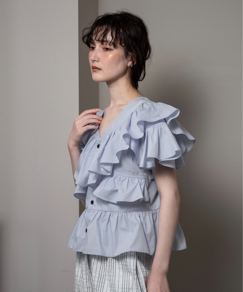lawgy ブラウス シャツ 2way frill french sleeve blouse / 2way