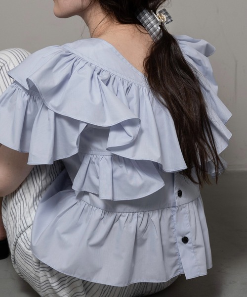 ブラウス シャツ 2way frill french sleeve blouse / 2wayフリルフレンチスリーブブラウス レディース lawgy ブラウス シャツ 2way frill french sleeve blouse / 2way