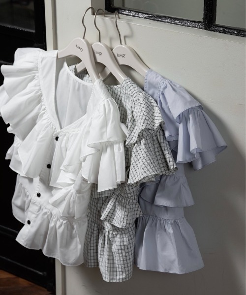 lawgy 2wayフリルフレンチスリーブブラウス 2way frill french sleeve blouse / 2wayフリルフレンチスリーブ