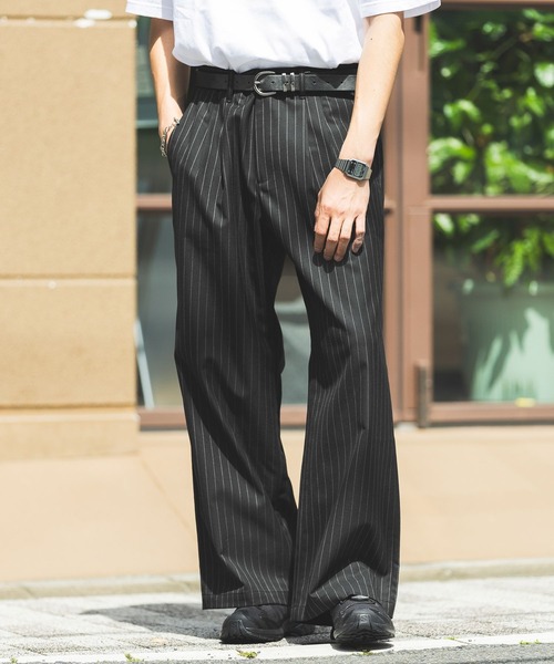 【レア】Ralph Lauren 黒 バギー ストレート ワイドスラックス レア】Ralph Lauren 黒 バギー ストレート ワイドスラックス