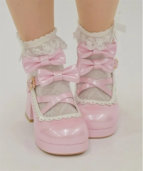 Chalmiere パンプス Wリボンスカラップパンプス : ZOZOTOWN