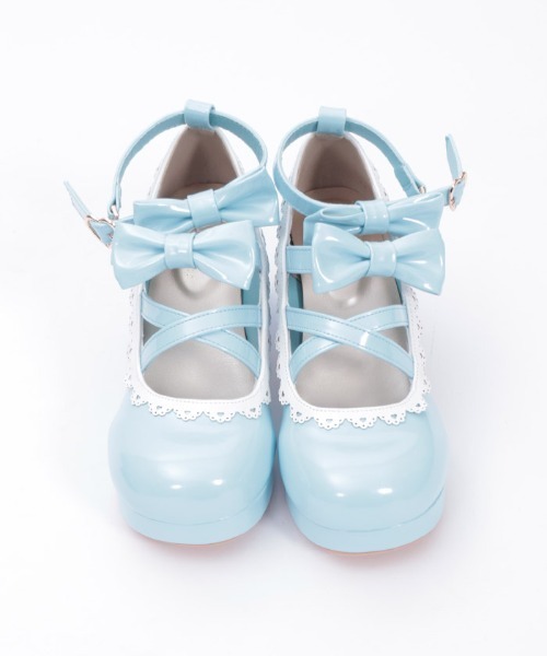【新品未使用】Chalmiere ダブルリボンスカラップパンプス 濃ピンク 新品未使用】Chalmiere ダブルリボンスカラップパンプス 濃