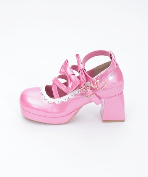【新品未使用】Chalmiere ダブルリボンスカラップパンプス 濃ピンク Chalmiere パンプス Wリボンスカラップパンプス : ZOZOTOWN
