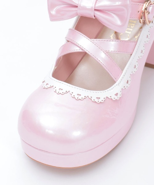 Chalmiere パンプス Wリボンスカラップパンプス : ZOZOTOWN
