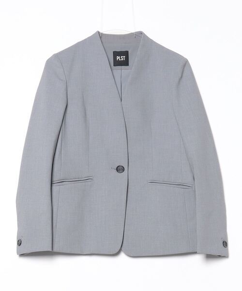 PLST 「PLST」 ノーカラージャケット S グレー レディース