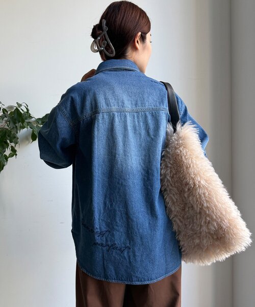 完売品doudou/【WEB限定】ビッグボウタイ２WAYブラウス DouDou ブラウス シャツ 「WEB限定」デニムボウタイ刺繍2WAY