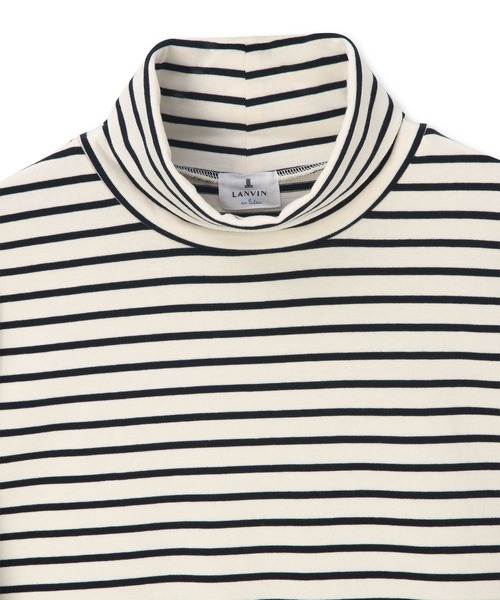 未使用【LANVIN en Bleu】ビジューリボンニット　ネイビー　ボーダー LANVIN en Bleu（ランバンオンブルー）の「【VERY掲載】バックリボン