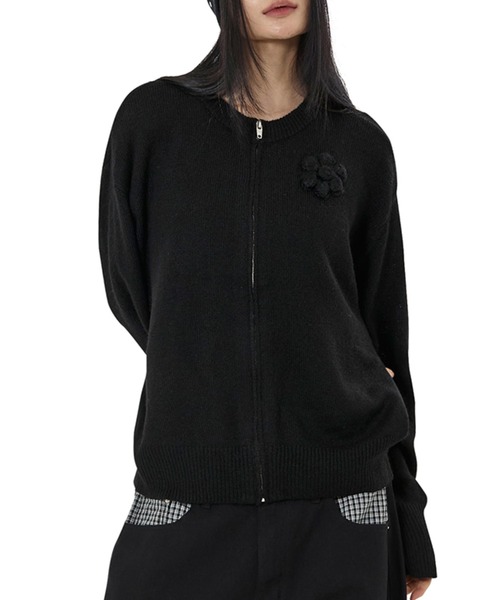 OY（オーワイ） カーディガン 「OY/オーワイ」FLOWER CORSAGE ZIP UP 