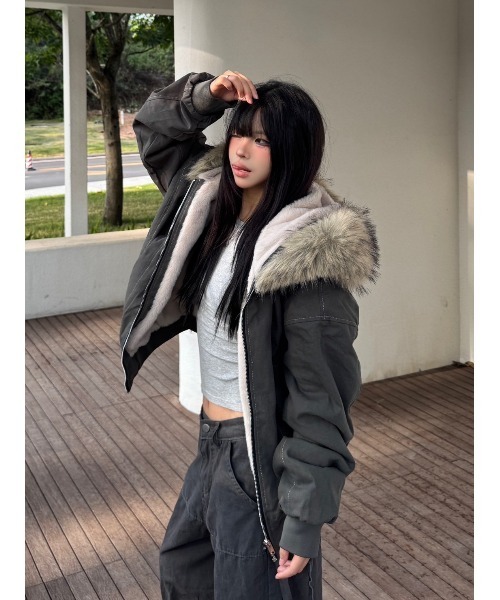 ARCHIVER ブルゾン アウター 「Lp」フェイクファーフードブルゾン