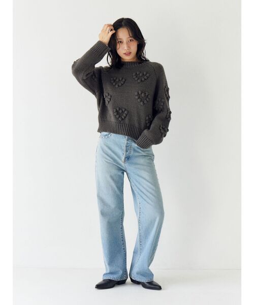 Ungrid ハイライズデニムパンツ 24インチ Ungrid（アングリッド） ジーンズ デニム デニムパンツ スタッズルーズ