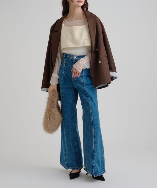 mystic（ミスティック） ブラウス シャツ ウールライク ビジュー