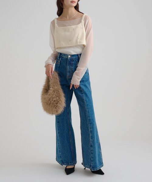 mystic（ミスティック） ブラウス シャツ ウールライク ビジュー