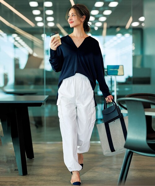 「UNFILO」 長袖ニット MEDIUM ネイビー レディース_画像2