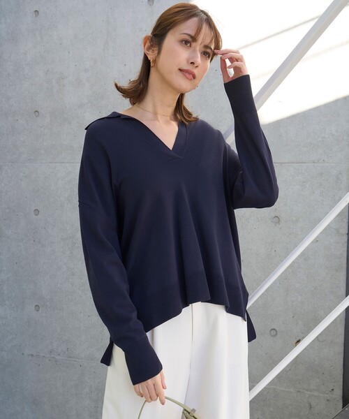 「UNFILO」 長袖ニット MEDIUM ネイビー レディース_画像3