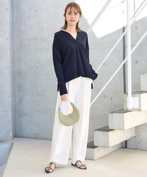 「UNFILO」 長袖ニット MEDIUM ネイビー レディース_画像4