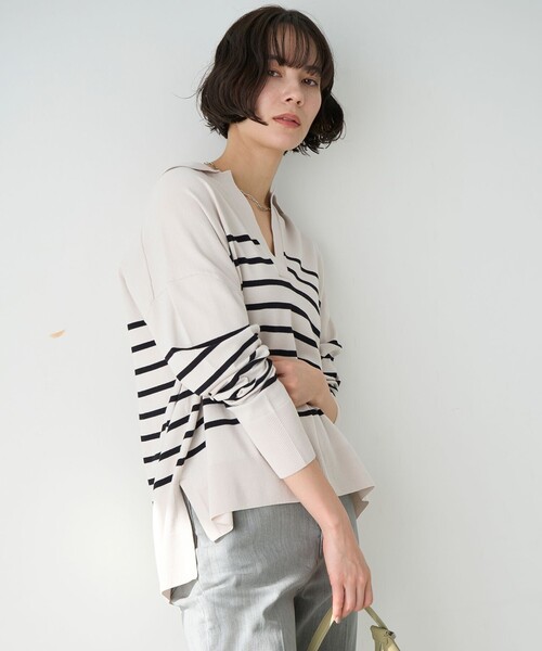 「UNFILO」 長袖ニット MEDIUM ネイビー レディース_画像5