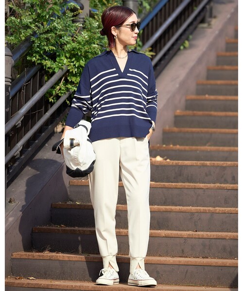 「UNFILO」 長袖ニット MEDIUM ネイビー レディース_画像8