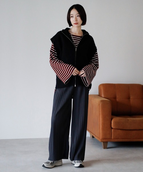 amini パンツ ランダムプリーツパンツ レディース : ZOZOTOWN Yahoo!店