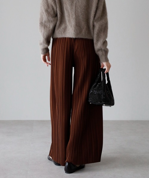 [美品] HATRA Dia Trousers 袴プリーツパンツ ブラウン amini パンツ ランダムプリーツパンツ レディース : ZOZOTOWN Yahoo!店