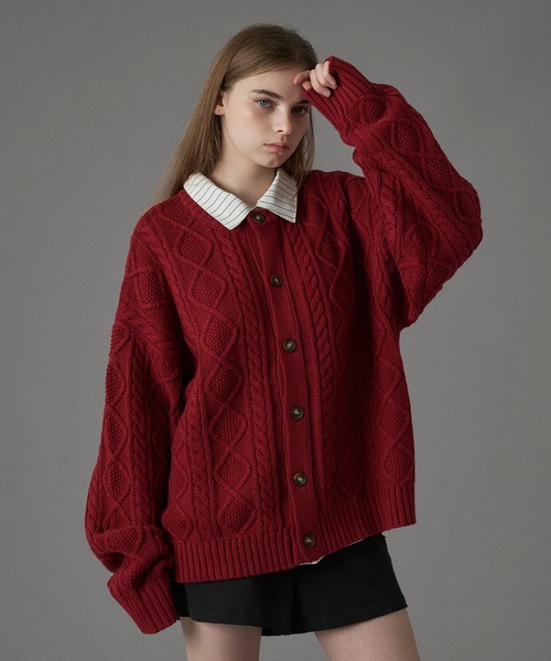 ONCILY（オンシェリー） カーディガン CABLE CREW NECK KNIT CARDIGAN