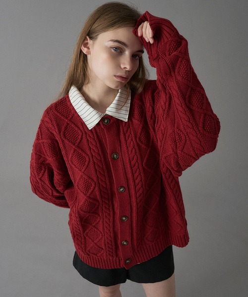 ONCILY(オンシェリー) カーディガン CABLE CREW NECK KNIT CARDIGAN ONCILY(オンシェリー) カーディガン CABLE CREW NECK KNIT CARDIGAN