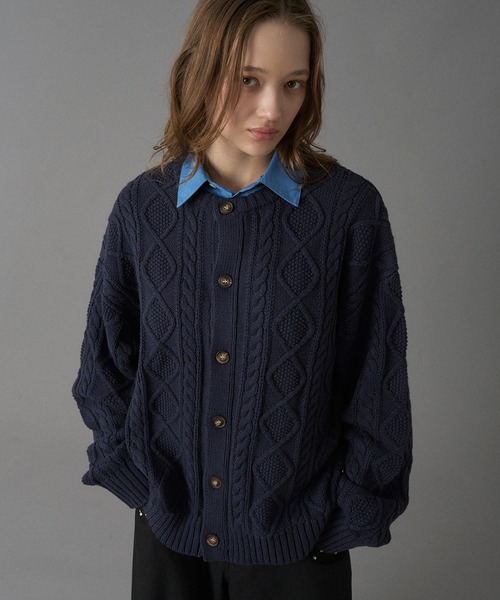 ONCILY（オンシェリー） カーディガン CABLE CREW NECK KNIT CARDIGAN