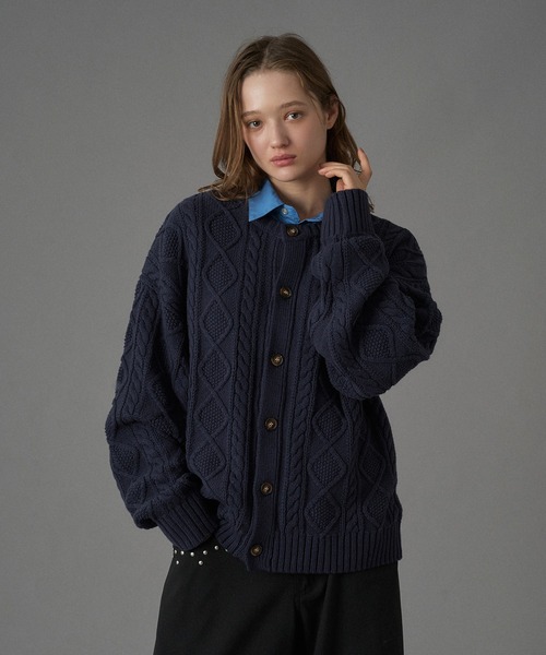 ONCILY（オンシェリー） カーディガン CABLE CREW NECK KNIT CARDIGAN
