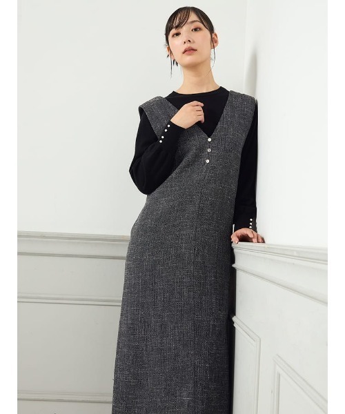 ジャンパースカート 「WEB限定」ツイードネックジャンスカFURRY