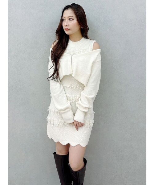 m me eme ニットツイードアンサンブルミニワンピース m me eme ニットツイードアンサンブルミニワンピース