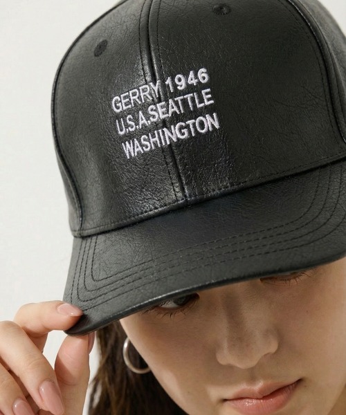 GERRY（ジェリー） キャップ 帽子 フェイクレザー3段刺繍CAP メンズ