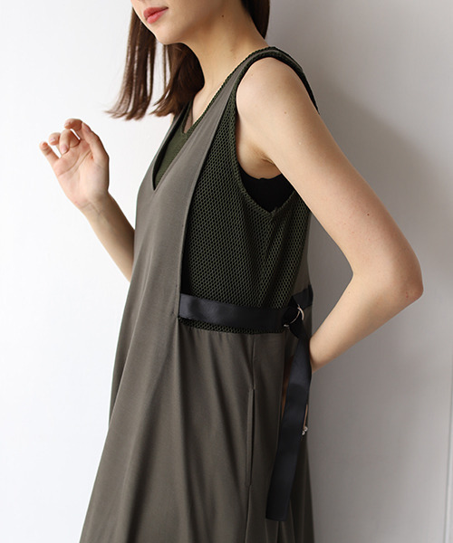 「REAL CUBE」 「z of zampa」ノースリーブワンピース M カーキ レディース_画像5