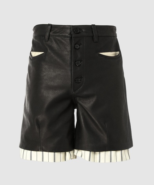 SO MEN ブラックレザー 48サイズ　注）キズあり MASU（エムエーエスユー） パンツ LEATHER SHORTS メンズ : ZOZOTOWN